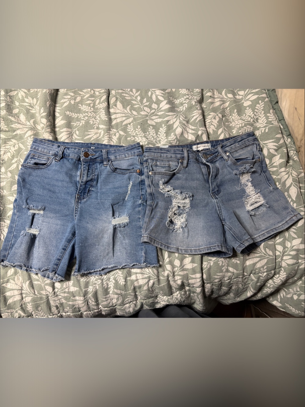 Light Blue Distressed Denim Shorts Duo